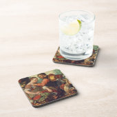 野菜1567年を販売している女性(キャンバスの油) コースター (右側)