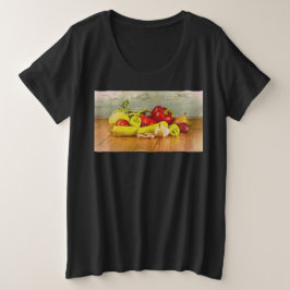 「野菜」かわいい写真。買今 プラスサイズTシャツ