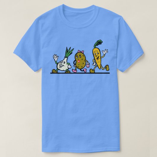 野菜、ジャガイモ、ニンジン、ベジタリ用ニンニク Tシャツ (デザイン正面)