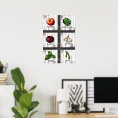 野菜&ハーブ素朴キッチンモダンウォールアート ポスター (ホームオフィス)