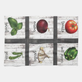 野菜&ハーブ素朴キッチンモダンフードアート キッチンタオル (横)