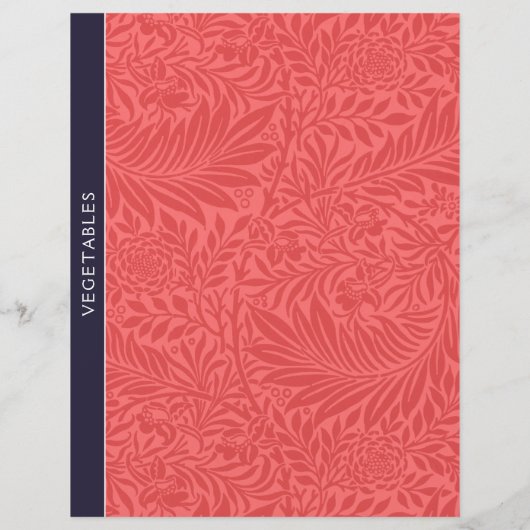 野菜 |レシピ分割器 |ヴィンテージ赤フローラ (裏面)
