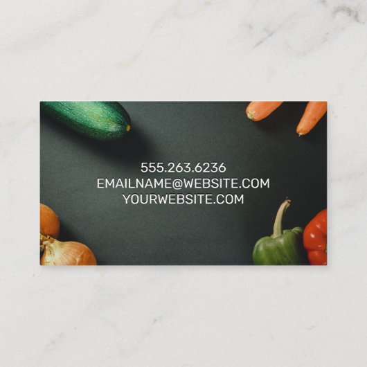 野菜 | 黒の背景 名刺 (裏面)