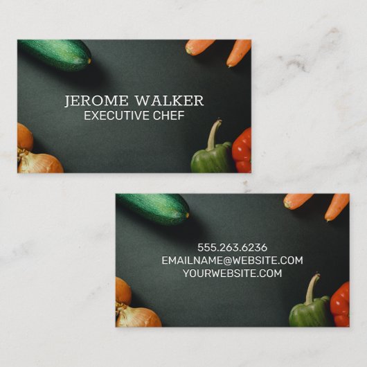 野菜 | 黒の背景 名刺 (正面/裏面)