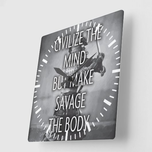 野蛮人に訓練体-やる気を起こさせるな訓練を--をして下さい スクエア壁時計 (傾斜)