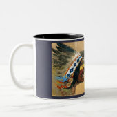 野蛮人はわめくインディアンを武装させます ツートーンマグカップ (左)