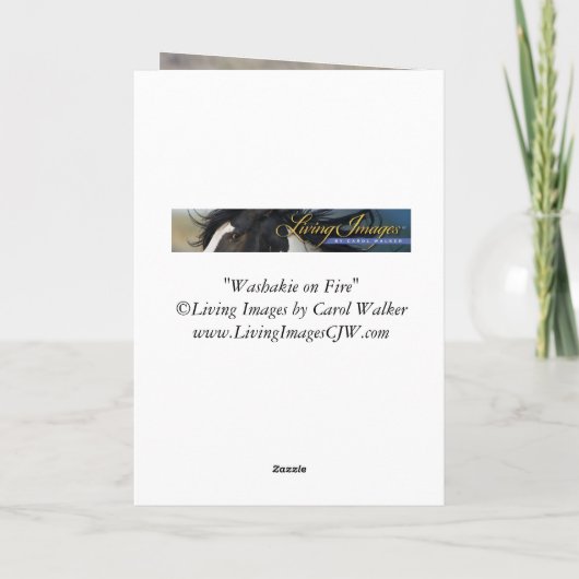 野馬の挨拶状-ワシャキーが火を放つ カード (裏面)