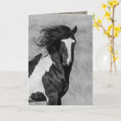 野馬の挨拶状-ワシャキーが火を放つ カード (黄色い花)