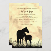 野馬の馬と馬の赤ちゃんシャワー 招待状 (正面/裏面)
