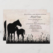 野馬の馬と馬の赤ちゃんシャワー 招待状 (正面/裏面)