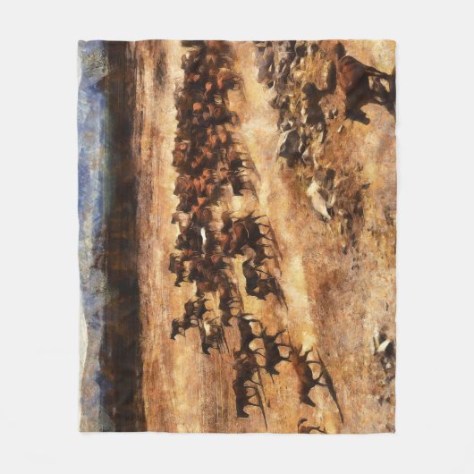 野馬：動物芸術的陛下。 フリースブランケット (正面)