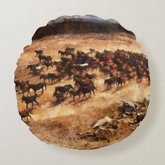 野馬：動物芸術的陛下。 ラウンドクッション (正面)