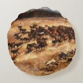 野馬：動物芸術的陛下。 ラウンドクッション (裏面)