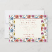野鮮やか花シームレ結婚ス サンキューカード (正面)
