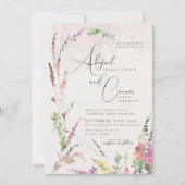 野鮮やか花桃色バイオレットイエロー 招待状 (正面)