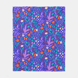 野鮮やか花 フリースブランケット