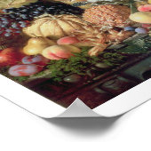 野鳥と多数の果物の静物生活 ポスター (角)