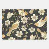 野鳥と花自然 ラッピングペーパーシート (正面)