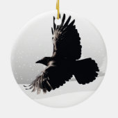 野鳥の妖精の鳥の飛行冬の雪 セラミックオーナメント (裏面)