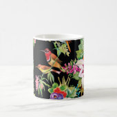 野鳥の花：黒ヴィンテージ コーヒーマグカップ (中央)