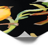 野鳥の花：黒ヴィンテージ ポスター (角)