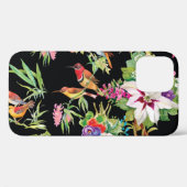 野鳥の花:黒ヴィンテージ Case-Mate iPhoneケース (裏面 (横))