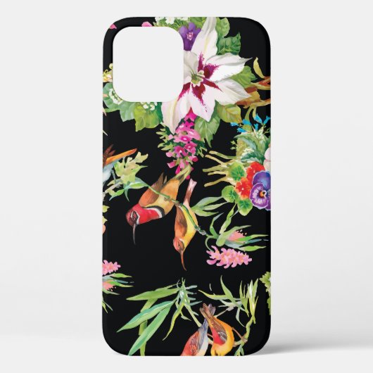 野鳥の花:黒ヴィンテージ Case-Mate iPhoneケース (裏面)