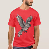 野鳥レトロ飛んでいるヴィンテージ Tシャツ (正面)