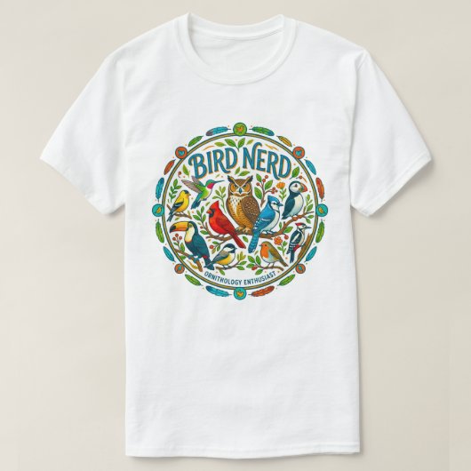 野鳥好きロゴ Tシャツ (デザイン正面)