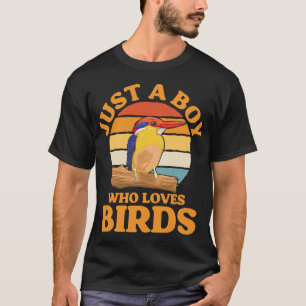 野鳥観察おもしろい鳥の恋人が鳥を愛する少年 Tシャツ