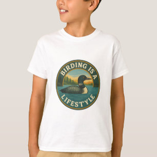 野鳥観察はライフスタイル-ヴィンテージルーンバッジデザイン Tシャツ