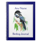 野鳥観察カスタムジャーナル水の色マグピー ノートブック (正面)