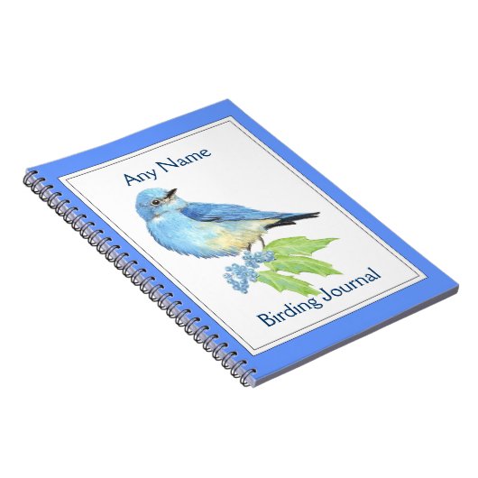野鳥観察カスタムジャーナル水色ブルーバード ノートブック (右側)