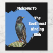 野鳥観察クラブウェルカムビューティフルスターリングフォトバード ワインラベル (シングルラベル)