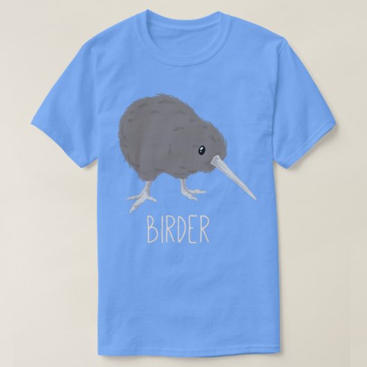 野鳥観察バーダーバードウォッチャー付きキウイ鳥 Tシャツ (デザイン正面)
