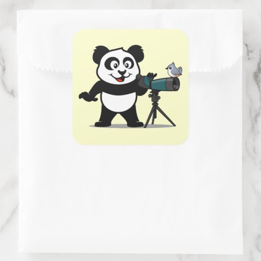 野鳥観察パンダ スクエアシール (バッグ)