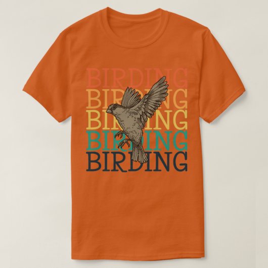 野鳥観察レトロ Tシャツ (デザイン正面)