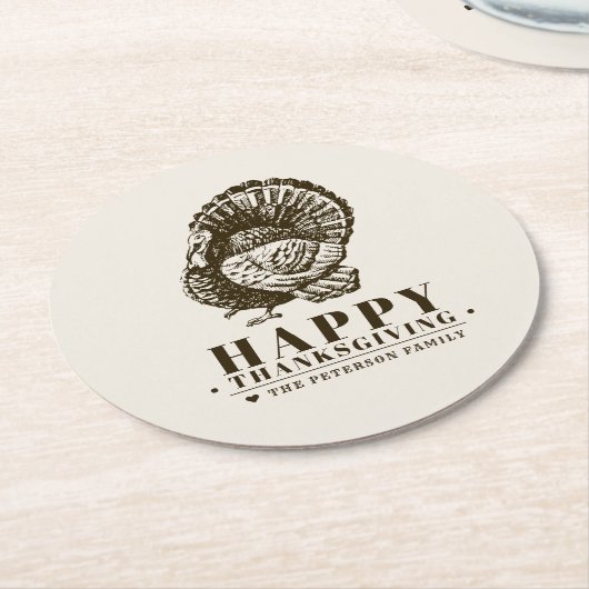 野鳥 |感謝祭 ラウンドペーパーコースター (アングル)