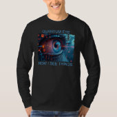 量子の目 ブラック メンズ ロングTシャツ Tシャツ (正面)