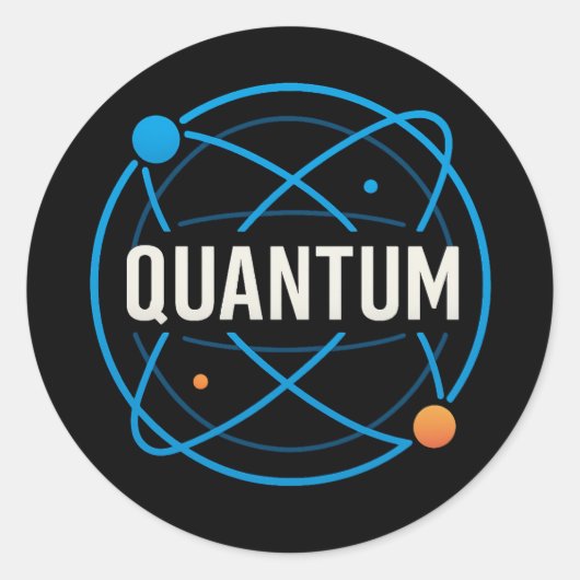 量子軌道バッジ - 未来の科学デザイン ラウンドシール (正面)
