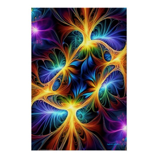 量子風: AI色数々のフラクタル ポスター (正面)