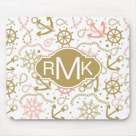 金いかりパターン|モノグラム マウスパッド (正面)