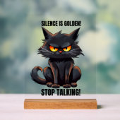 金おもしろいの沈黙の猫の言葉の芸術の皮肉 アクリルサイン (ニュートラル)