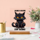 金おもしろいの沈黙の猫の言葉の芸術の皮肉 アクリルサイン (ウェディング)