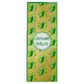 金おもしろいの背景の緑の漬物 ワインギフトバッグ (正面)