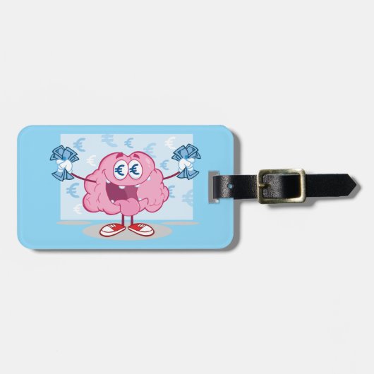 金おもしろい脳漫画ユーロの現金愛好家 ラゲッジタグ (正面横)