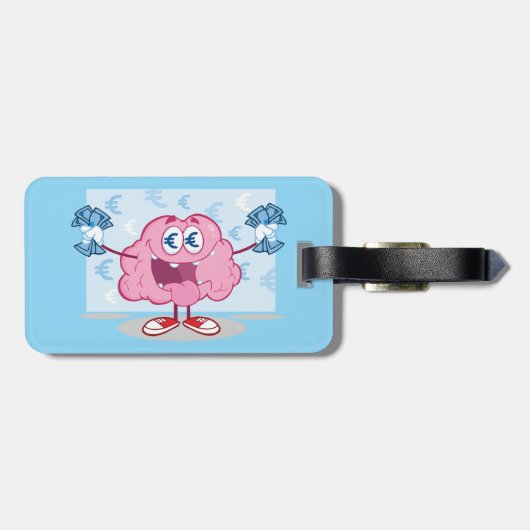 金おもしろい脳漫画ユーロの現金愛好家 ラゲッジタグ (裏面横)