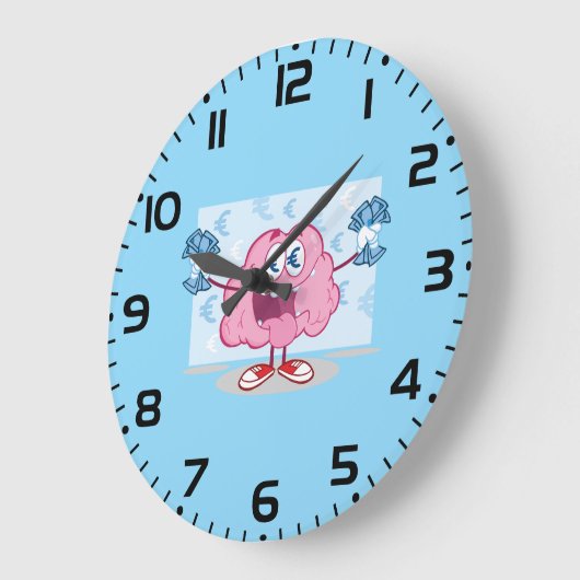 金おもしろい脳漫画ユーロの現金愛好家 ラージ壁時計 (傾斜)