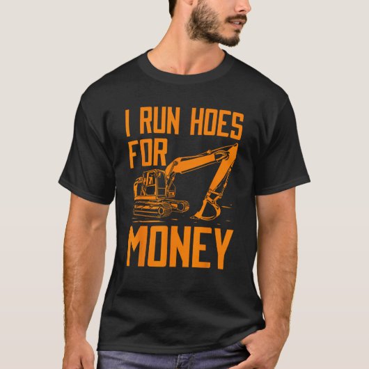 金おもしろい金走建築掘削機のホーム Tシャツ (正面)