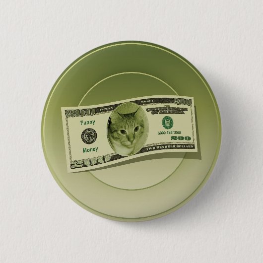 金おもしろい額 缶バッジ (正面)